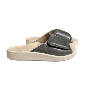 ABEO Paige Leather Slide Sandals Womens Size 10 Gray Slip-On Leather Upper